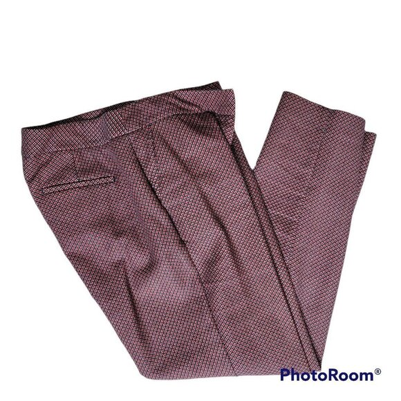 Talbots Heritage Career Red Blue Checkered Dots Pattern Pants- Size 8 - Picture 1 of 14